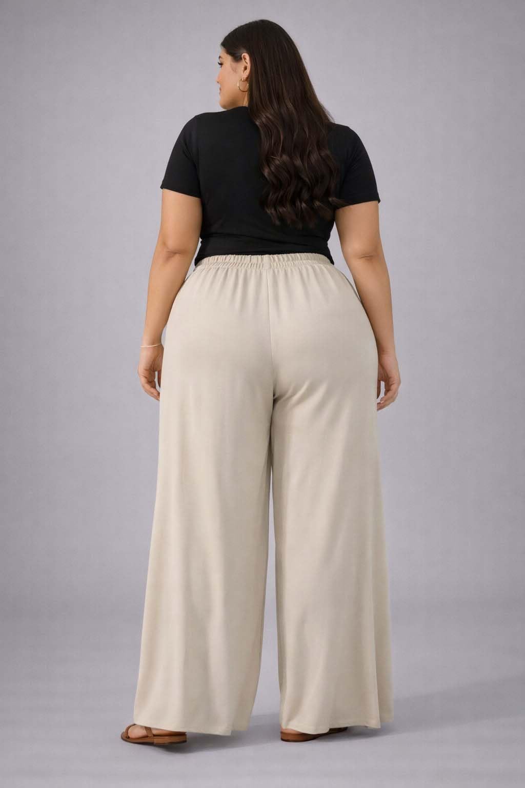 KOTTY Womens Wide Leg Pants with Elastic Waist for Casual Wear and All Day Comfort-KTTWOMENSPANT975_6XL 4