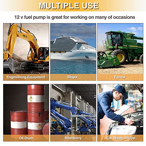 12V Fuel Transfer Pump, Diesel Transfer Pump With Nozzle Hose For Diesel, Kerosene, Machine, Transformer Oil, 12 Gpm Self Priming Dc Electric Diesel Fuel Transfer Pump Kit. #TOP6