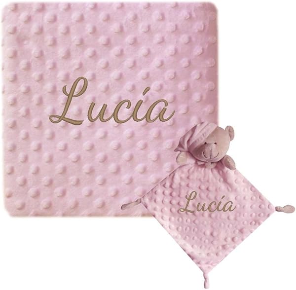 various Set Personalizada Manta + Dou Dou Bordado Bebe Recien Nacido Padres Primerizos Manta Suave Minky Poliester Cuna Coche Nina Nino Nombre Bordado Detalle Tierno Color Rosa