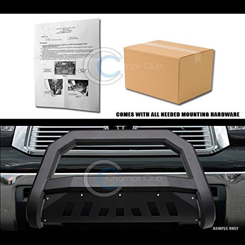 Hs Power Matte Black Solid Edge Bold Bull Bar Compatible With 07-17 Toyota Tundra | 2008-2017 Toyota Sequoia All Models Hd Heavyduty Steel Brush Push Front Bumper Grill Guard #TOP4