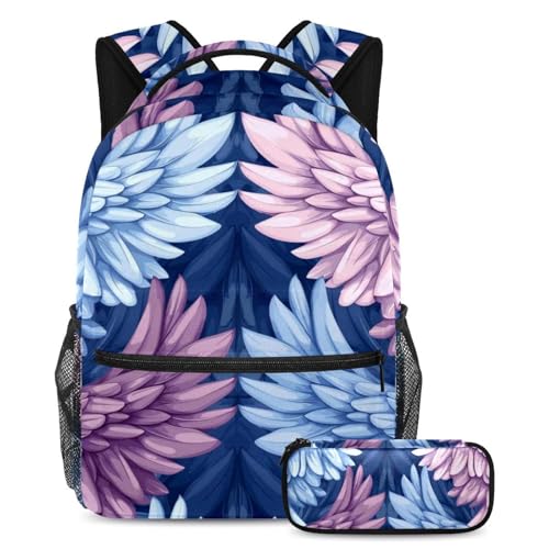 Sac à dos ailes d'ange avec trousse scolaire grand format pour fille et garçon