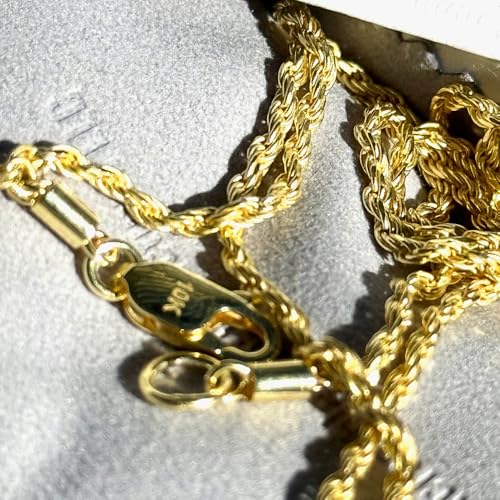 10K Solid Yellow Gold 1.5mm Diamond-Cut Rope Chain Necklace – 20"2