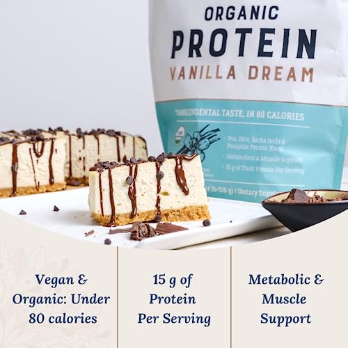 Live Conscious Organic Pea Protein Powder - Vanilla Dream Flavor | Low-Carb Plant-Based Vegan Protein Blend - Pea, Brown Rice, Pumpkin, Sacha Inchi | 20 Servings 18.2 Oz #TOP1