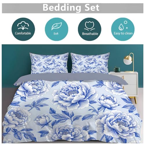 Housse de couette 220x240 cm bleu clair infroissable à fermeture éclair pratique - 7