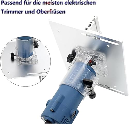 ZUSKYZU Set mit 3 Frästisch Einlegeplatten, Aluminiumlegierung, Frästisch Einlegeplatte für Oberfräsen, Router Table Insert Plate, Silver Fräsplatte Gravur-Hilfswerkzeug mit Gehrungslehre