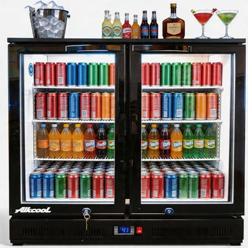 NAFCOOL Back Bar Cooler Under Counter Beverage Refrigerator, 7.5 Cu Ft Undercounter Fridge,2 Door 36...