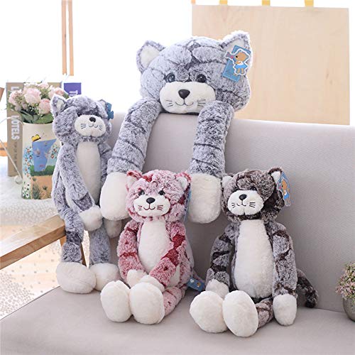 Carino Morbido Gatto Peluche Giocattolo Bella Nero Grigio Gatto Coccolone Cuscino Farcito Animale Bambola Per I Bambini Compleanno Natale Regalo Rosa 90 cm