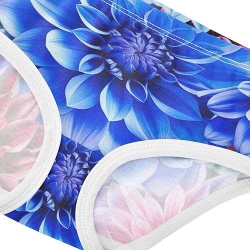 Vibrant Dahlia Flowers Blue Toddler Underwear Floral 2t Cotton Girl Panties Cute Aesthetic Kids Briefs Undies4