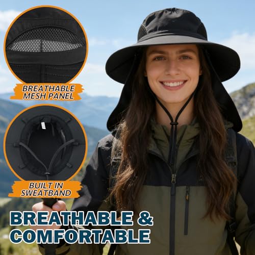 Image of Wide Brim Sun Bucket Hat, Waterproof Boonie Hat for Men & Women | UPF 50+ UV Protection, Adjustable Fit, Chin Strap & Sweatband, Foldable Durable for Fishing Hiking Garden Beach