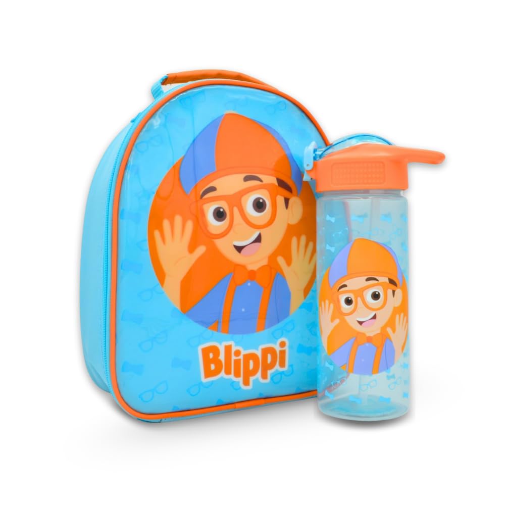 Blippi Lunch Bag and Water Bottle Set Kids Lunch Bag and Water Bottle with Flip Up Spout Straw