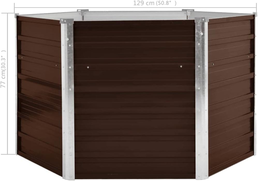 Garden Raised Bed,Herb Garden Planter Outdoor,Garden centerpieces,Open Bottom,Hexagonal Shape, for Plants, Flowers and Vegetables, Brown 50.8"x50.8"x30.3" Galvanized Steel