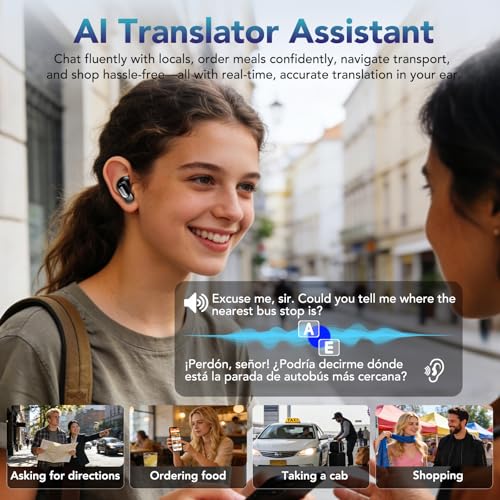 Image of MINISO MS105 AI Translation Earbuds Real Time, Translator Earbuds Support 134 Languages with APP, Bluetooth 6.0 Translator Headphones Compatible with iOS & Android, for Travel Business(Purple)