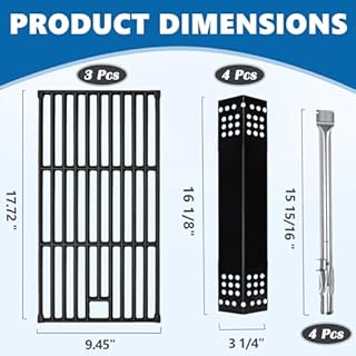 SafBbcue 24367 24633 Grill Parts kit for Monument 24367 13892 17842 35633 41847NG Grill Replacement Parts 97888 Cooking Grates, Heat Tent and Grill Burner for Monument 35633R 35633B D405