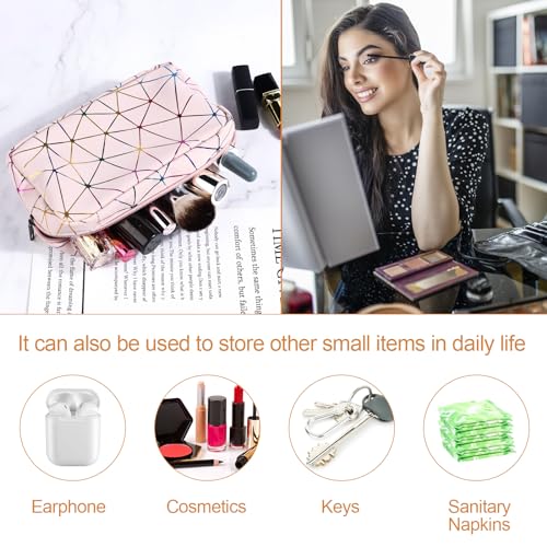 Image of Likesing Period Bag Pouch, Leather Tampon Holder for Purse-Colorful Pink | PU Period Pouches for Teen Girls, Women Portable Sanitary Napkin Storage Bag, Feminine Sanitary Bags Emergency Pad Pouch