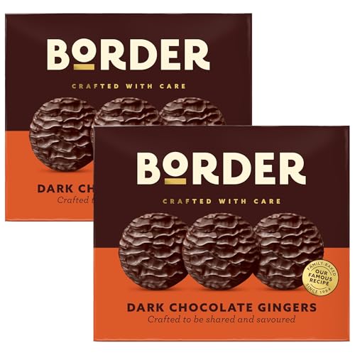 Border Biscuits Dark Chocolate Gingers Box 2 × 255 g | Crunchy Ginger Biscuits Enrobed in Rich Dark Chocolate | Suitable for Vegetarians | Perfect for Sharing or Break Rooms