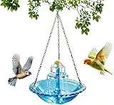 Hängende Vogeltränke mit Solarbrunnen Wasserfallpumpe Glaseffekt Wetterbeständig Solarbetrieben Für Wildvögel Kolibris Garten Balkon Terrasse Outdoor Dekor (Blau)