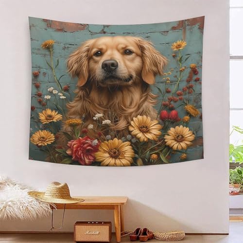 Couverture murale 3D Golden Retriever en tissu polyester doux