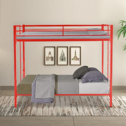 Image of Pilio Twin Over Twin Metal Bunk Bed | Bunk Bed Without Storage for Kids & Adult | Double Decker Bed for Kids Room | Space-Saving Twin Bunk Room| Bunker Bed Frame (Mattress Included)