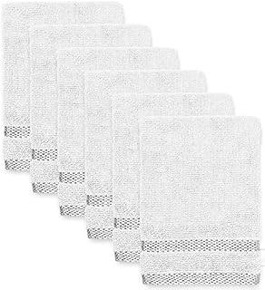 Weave Essentials - 6Pc ultrasoft & absorbent viscose wash gloves set | 15x20cm / 6x8inch | 100% cotton | Ideal as body wash, makeup remover face cloths, face towel | Colour: white
