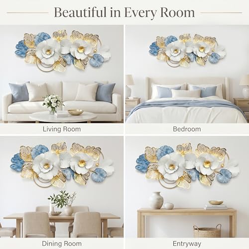 Axioglo Large 3D Metal Wall Decor,Flower Wall Art for Living Room by Axioglo - Used condition - Image 7