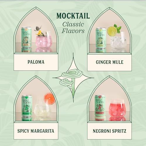 Little Saints Non-Alcoholic Drinks Variety Pack - Sugar Free & Zero Proof Mocktails Include Ginger Mule, ni Spritz, Spicy Margarita & Paloma - Ready-to-Drink Beverage for Parties & Celebrations