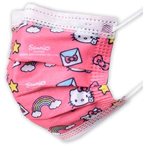 TE-Trend Hello Kitty Kindermasken 10 Stück Kinder Mädchen bunt bedruckt Mund Nase als Gesichtsmaske Bandana rosa mehrfarbig Cover