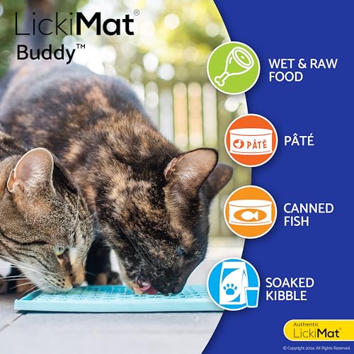 Image of Lickimat Classic Buddy, Cat Slow Feeder for Feline Boredom and Anxiety Reduction; Perfect for Food, Treats, Yogurt, or Peanut Butter. Fun Alternative to a Slow Feed Cat Bowl or Dish, Pink