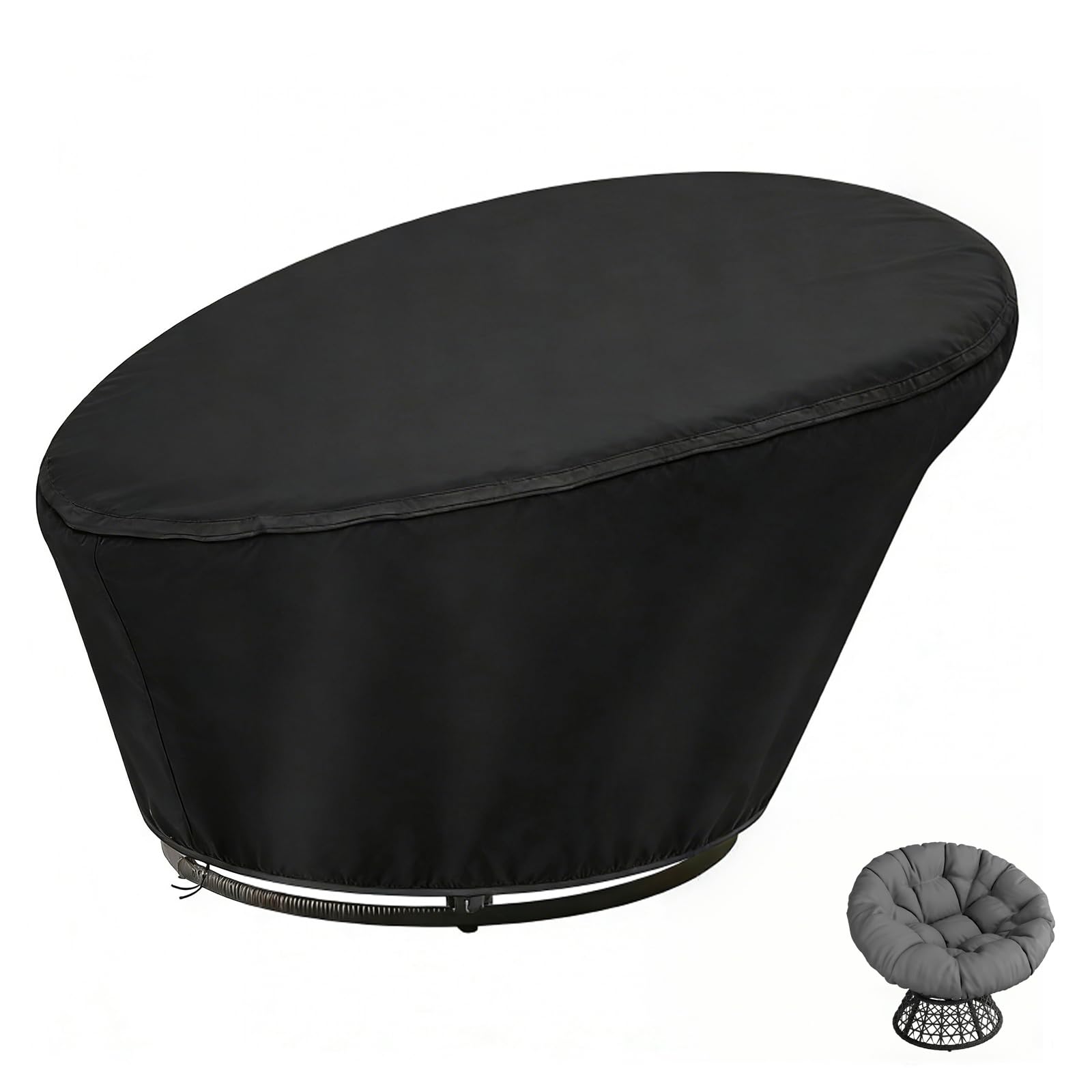 EASTLOONG Outdoor Papasan Chair Cover | Durable Waterproof Oxford Fabric Rattan Chair Cover for Hanging/Rocking/Lounge Chairs, Black (120x89/46cm)