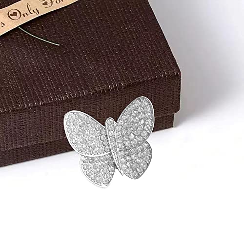 Image of GBAHFY Butterfly Pearl Brooch Gold Elegant Bridal Vintage Style Pins Wedding Banquet Anniversary Brooch for Women (K-Silver)