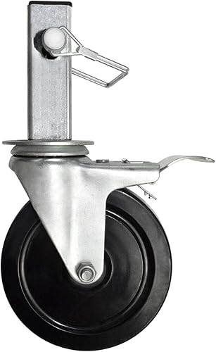 Miniatura 9 de Ruedas de andamio de 5 pulgadas, juego de 2 ruedas de andamio de panadería resistentes con frenos de bloqueo duales, ruedas de goma cuadradas de