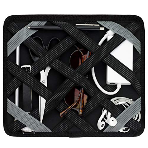 TecStyle Organizer Mappe für Rucksack, Tasche, Auto Rücksitz Etc I Organizer Case für Elektronik, Tablet, Smartphone, Dokumente, Zubehör I Schwarz