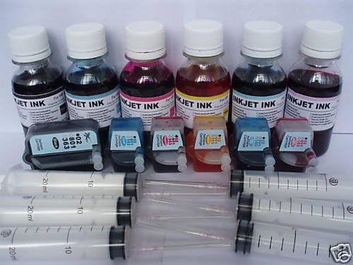 PrintPayLess Brand Refillable / compatible Ink Cartridges for Hp 02(non-OEM) + 600 Ml (20 Oz) Ink Revolution PrintPayLess TM UV resistant Bulk Refill Ink, for Photosmart C7180, C7250, C7275, C7280, C7283, C7288