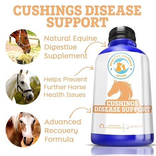 Healthy Animals 4Ever All-Natural Equine Digestive Supplement for Cushing’s Disease - Helps Prevent Further Horse Health Issues - Supplements for Horses - Homeopathic & Highly Effective - 300 Tablets