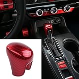 Thenice Gear Shift Knob Cover Automatic Transmission CVT Boots Change Lever Stick Decoration Compatible with Honda Civic 2022-2026, CRV/HR-V 2023-2026, Accord 2018-2026 -Red Carbon Fiber