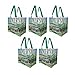 Earthwise Reusable Grocery Shopping Bags Extremely Durable Multi Use Large Foldable Water - Resistant Totes Stylish Fun Design - Farmers Market (Pack of 6)