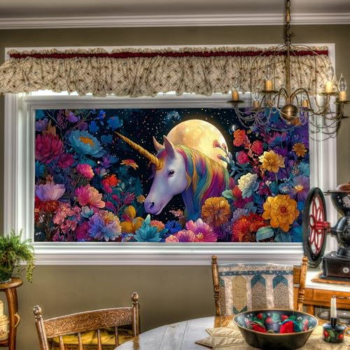 Película decorativa para ventana con unicornio mágico miniatura 1