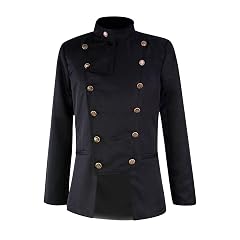 Mens Costumes Medieval Cosplay Coat Solid Color Double Breasted Stand Collar Jackets Halloween Jacket Outerwear