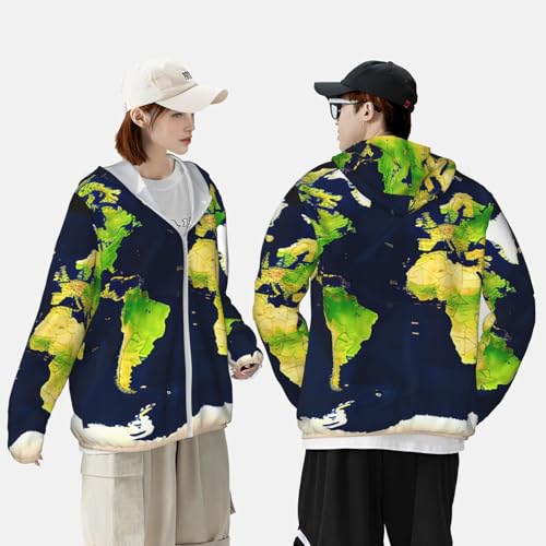 World Map Print Men's/Women's Lightweight Sun Protection Shirt -Long Sleeve Athletic Top4