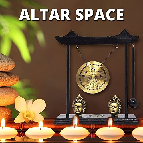 Mandala Crafts Chinese Gong - Mini Gong With Stand - Zen Art Brass Feng Shui Desktop Gong With Stand Asian Gong Bell For Home Decoration Dragon #TOP3