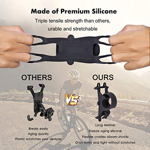 Soporte de teléfono de Bicicleta Universal de Silicona para iPhone Huawei y 4.5-7.0 Pulgadas Smartphones Ideal para Montaña Bicicleta Motocicleta Cochecito y Golf Trolley Negro - imagen 5