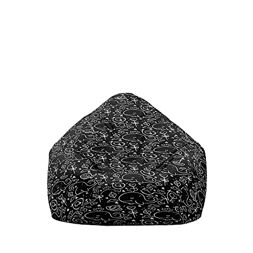 Fasbuy Puff 3D Dibujos Animados, Puff Gigante sin Relleno, Salon Bean Bag para Almacenaje, Puf Sofa de Color para Adultos y Niños Exteriores y Interiores (Negro,130x150cm)