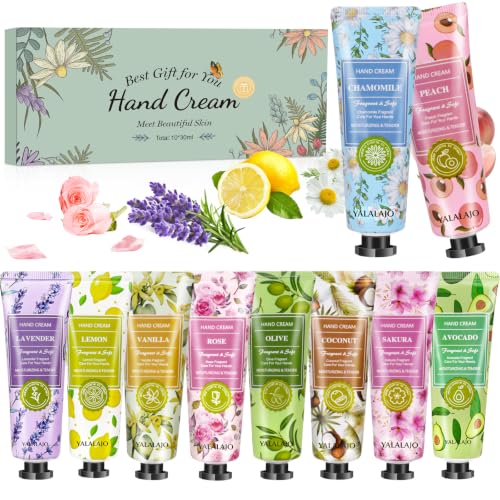Cremas de Manos Mini, 10x30ml crema mano mini set de regalo para mujer | perfumada para manos y pies, ideal para manos secas y agrietadas, pequeño regalo para mujer, novia, Navidad, cumpleaños