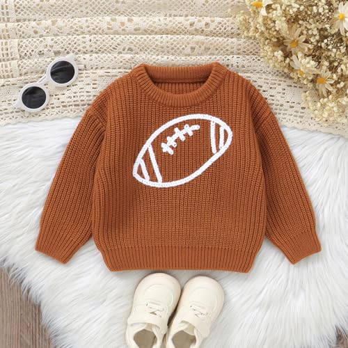 Infant Baby Boy Girl Fall Winter Outfit Football Embroidery Sweater Tops Long Sleeve Knit Sweater Crewneck Clothes2