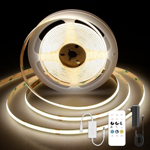 Image of COB LED Strip Lights 9.84ft, Natural White 4000K LED Light Strip, DC24V Tape Light, CRI93+, Bluetooth App Control, Dimmable LED Strips for Bedroom,Cabinet,Living Room.
