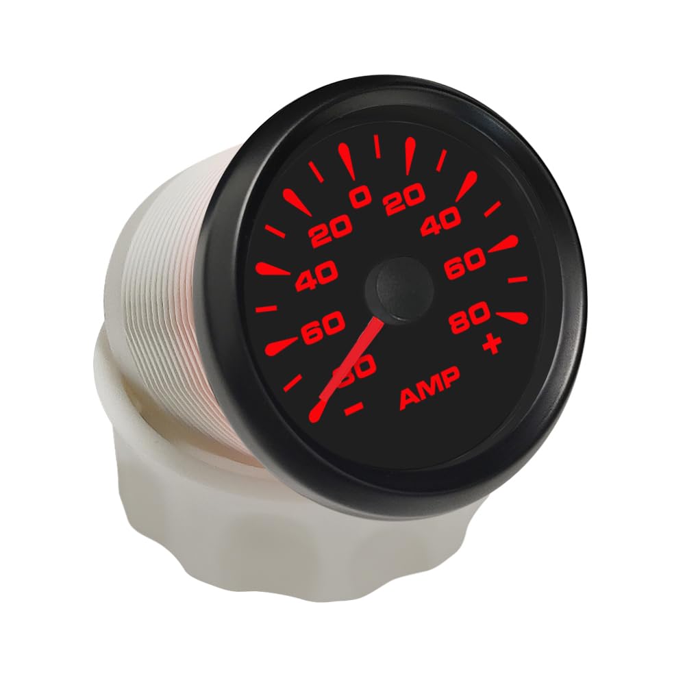ELING 52mm Ammeter Gauge Indicator 80A 12V 24V with Current Sensor with 8 Colors Backlights for Auto Yachts RV Van