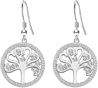 BiBeary Women elegant 925 Sterling Silver Tree of Life Fish Hook Dangle Earrings for Women Style 1