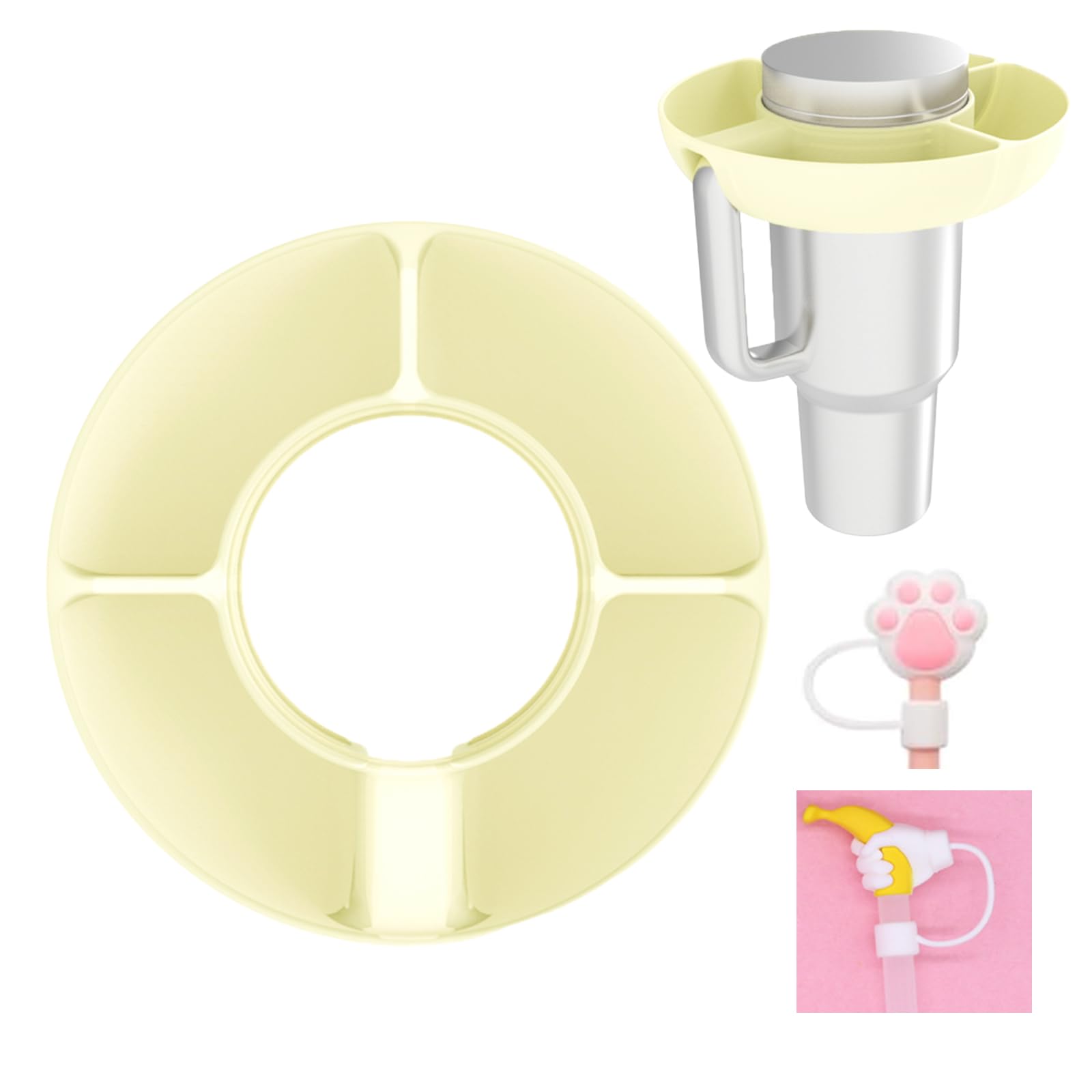 Snack Bowl for Stanley Cup,Snack Bowl For 40oz Cup,Stanley Cup Accessories Fits for Stanley Cup 1.0/2.0, Reusable Stanley Snack Tray for Enjoying a Variety of Snacks at Work and Leisure (White)