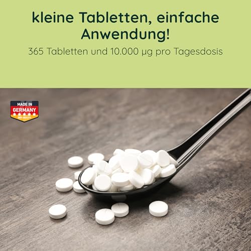Biotin hochdosiert – 10.000 mcg pro Tablette (365 vegane Tabletten, 1 Jahr) – Zink Selen Komplex – Mit Biotin, Zink und Selen – Verpackung kann variieren