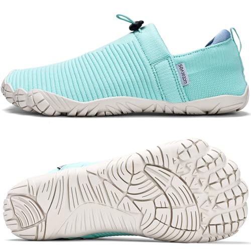 Image of WateLves Water Shoes Womens Mens - Comfortable Lightweight Striped Pattern Barefoot Shoes for Beach Swim Pool Yoga Boating Water Aerobics