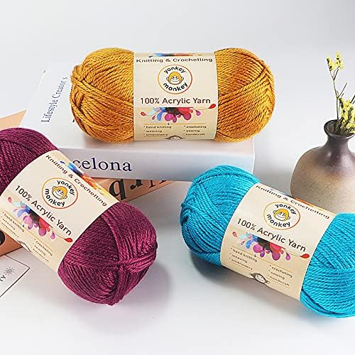 100% Acrylic Fancy Yarn 3-Pack by Yonkey Monkey Knitting Crochet DIY Art Craft (Black 112)